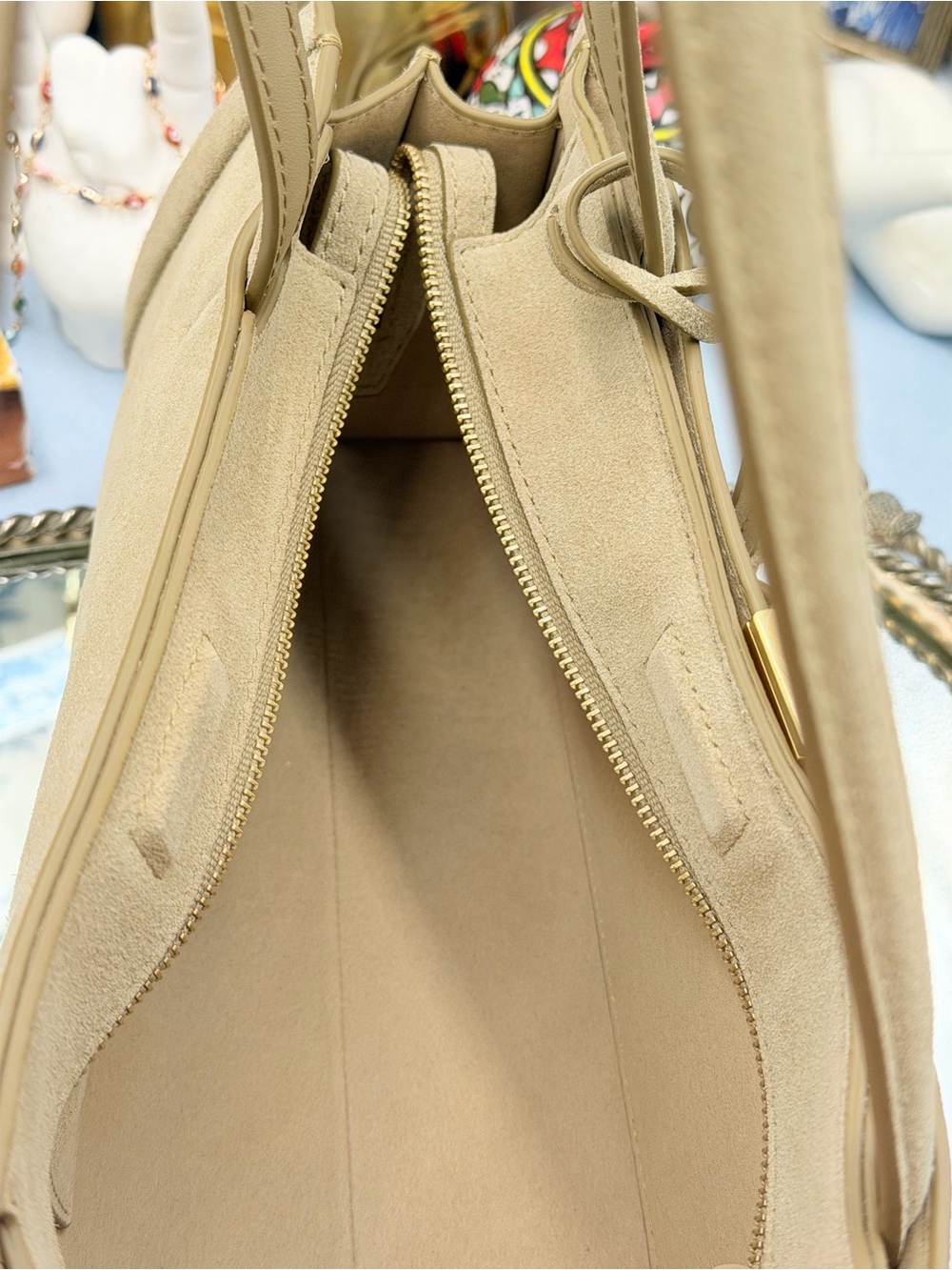 🆕 OROTON 🧿 NWT Mille Suede Baguette, Caper Light Tan - Picture 13 of 16